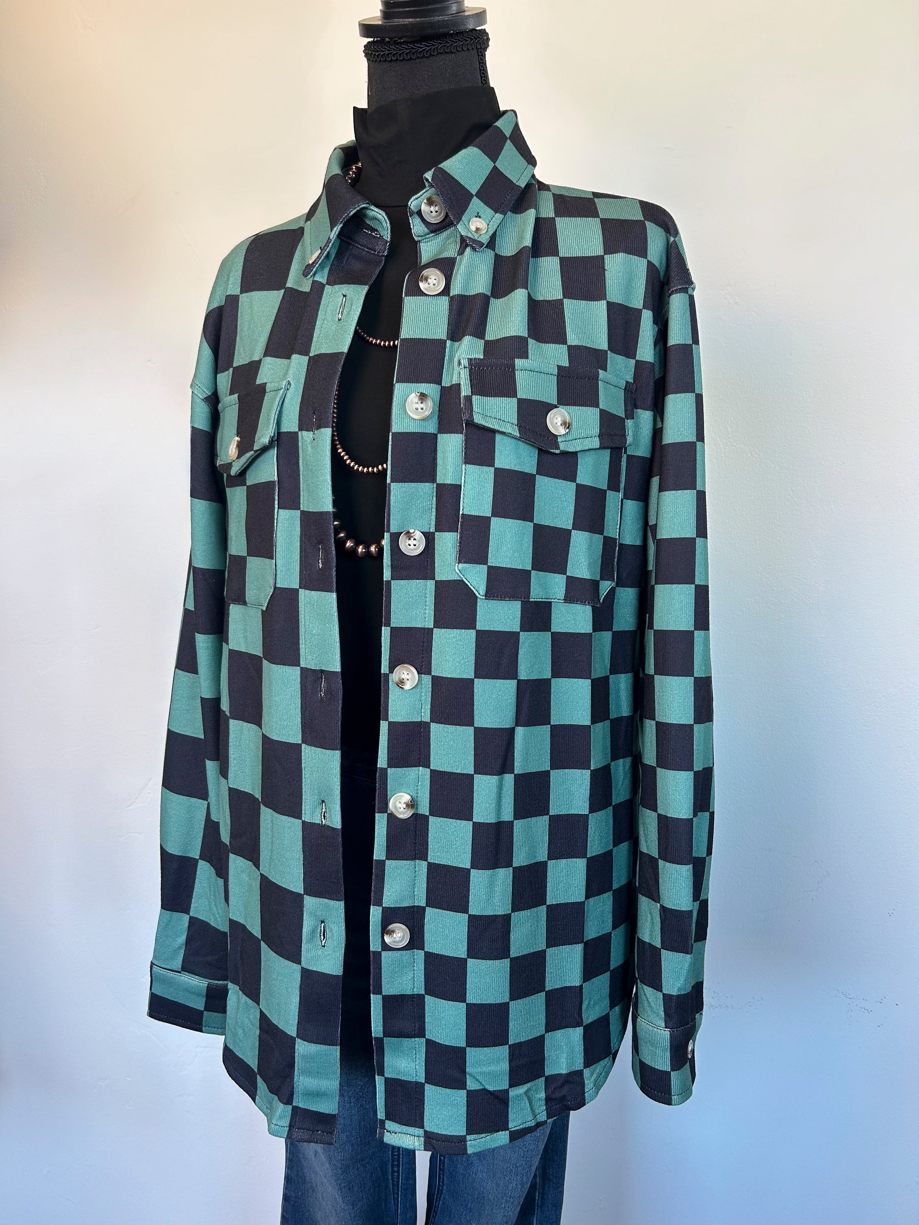 Lenore Shacket - Green & Black